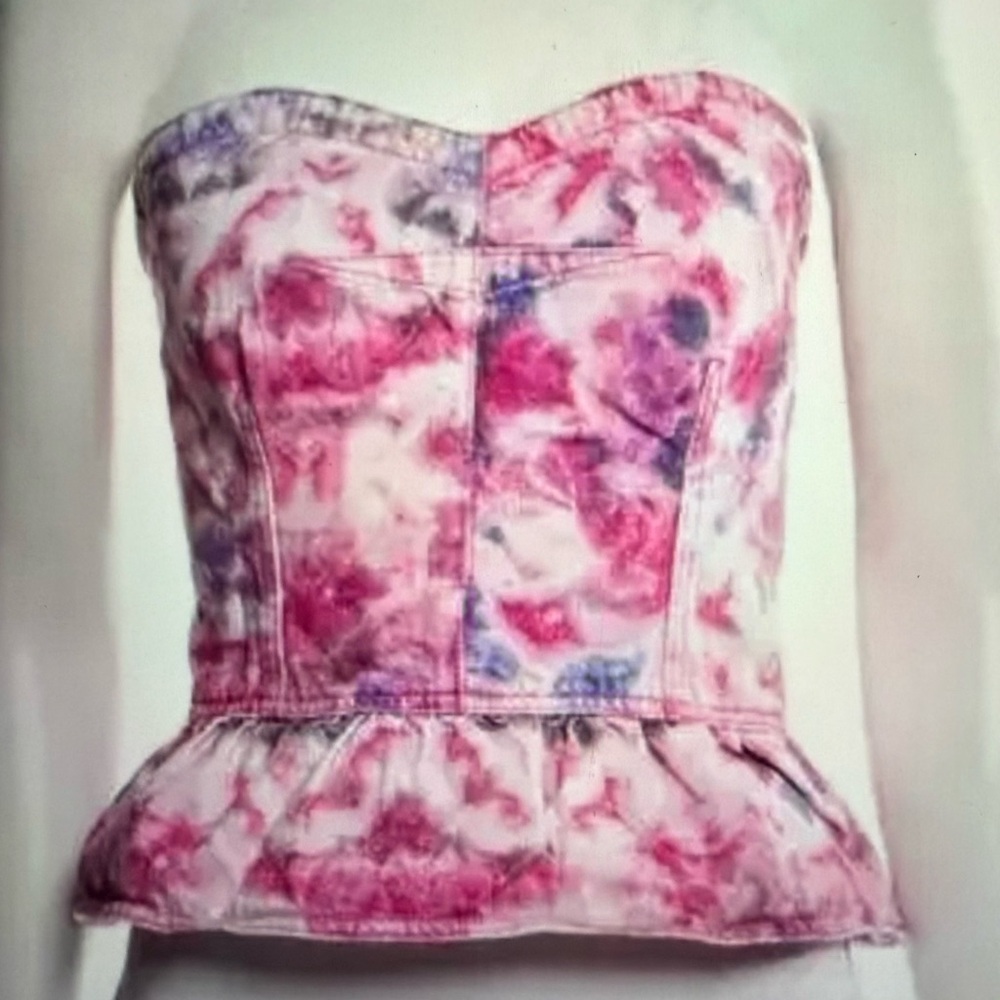 Isabel Marant Etoile solizinia Jean tye-dye strapless top in mulberry